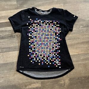 Nike Black Short-Sleeve Kids Tee with Multicolor Dot Graphic
